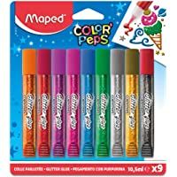 Pack de 9 tubos de pegamento con purpurina Maped 16x18cm. 813010